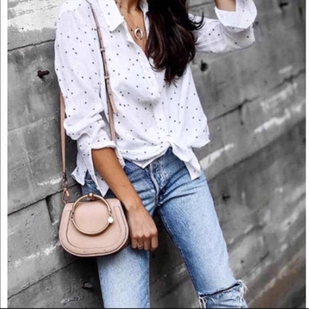 Rails Stars Xs Collared Button Down White Blouse - image 8
